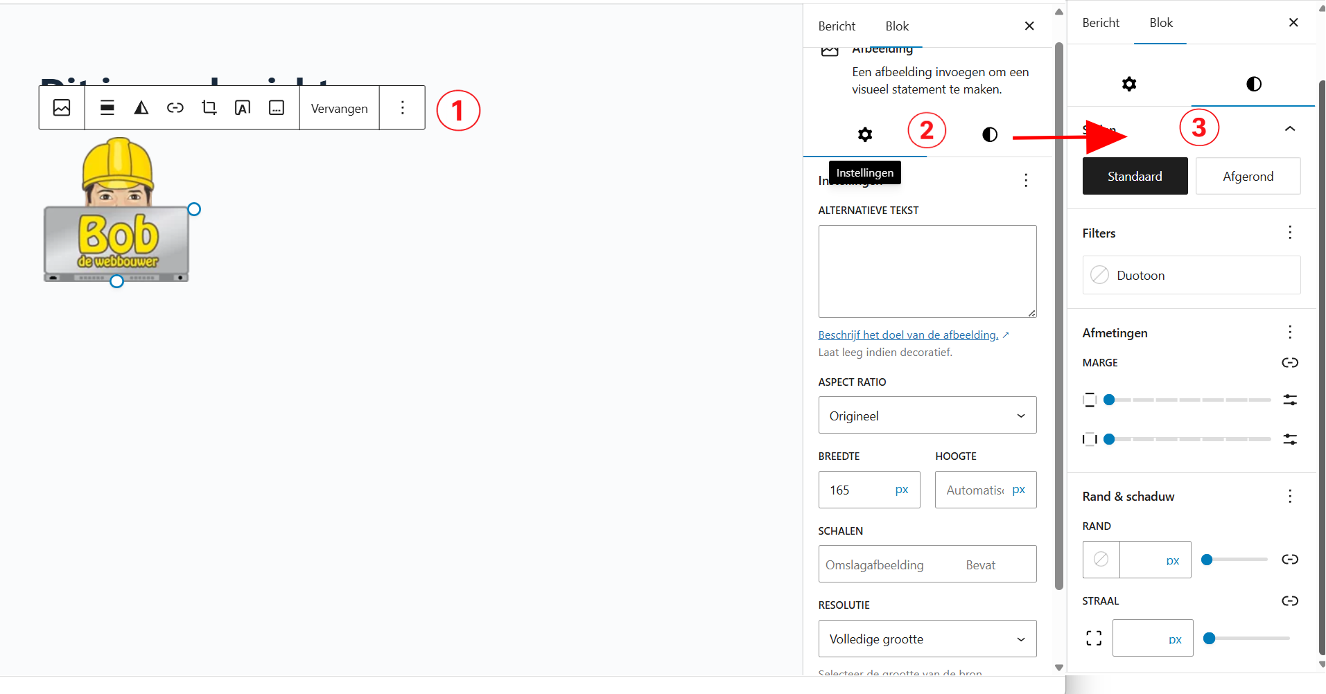 afbeelding blok instellingen
