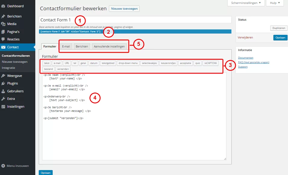 contact form 7 handleiding -contactformulier