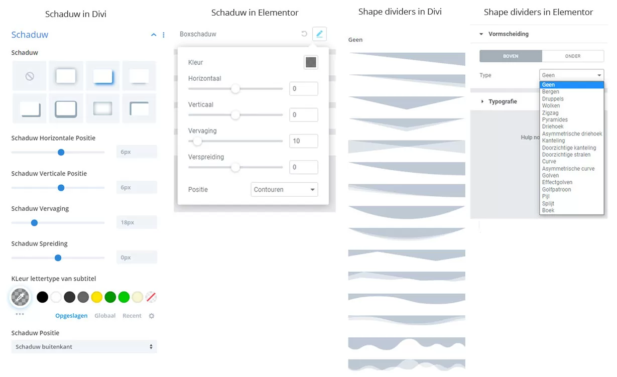 Divi styling options