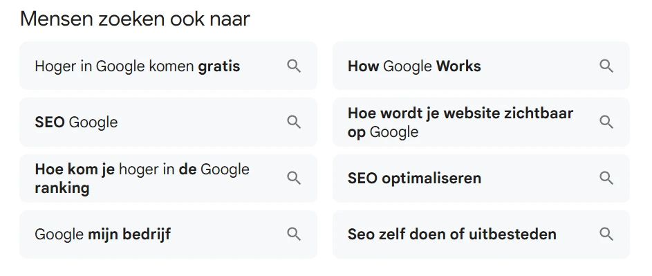 Suggesties van Google