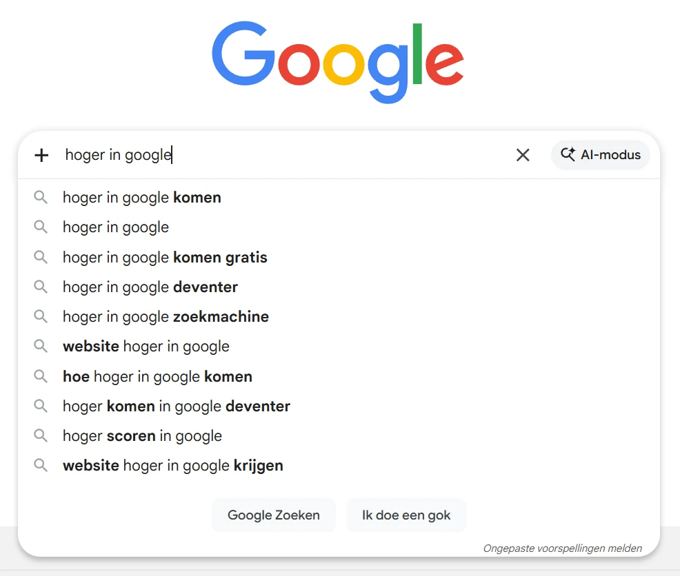 hoger in google