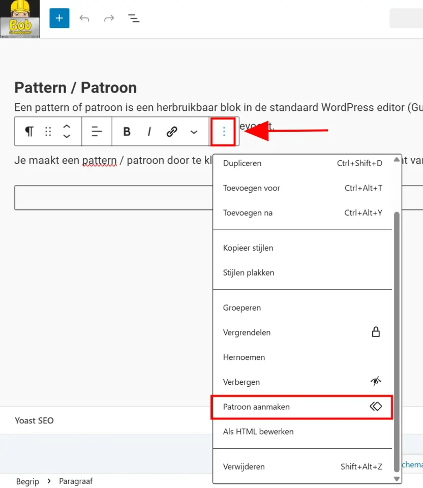 patroon aanmaken wordpress
