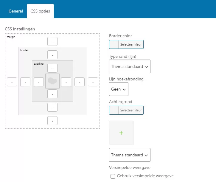 wp bakery styling opties