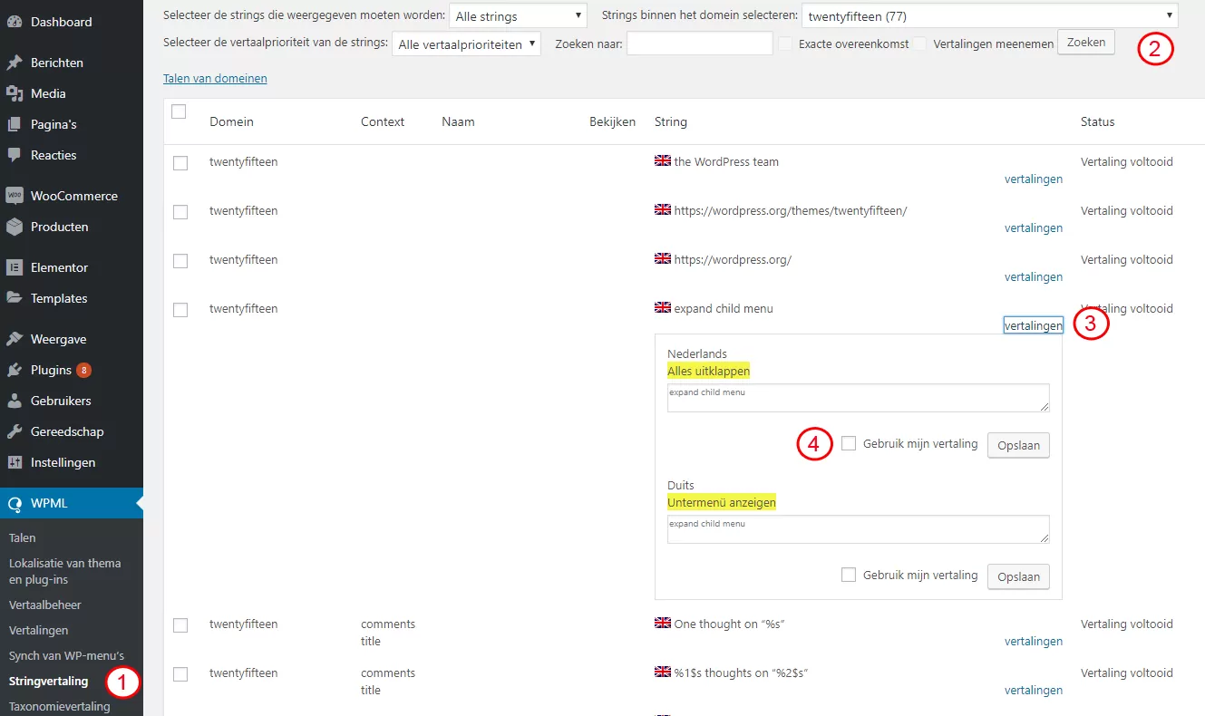 WPML thema's en plugins vertalen