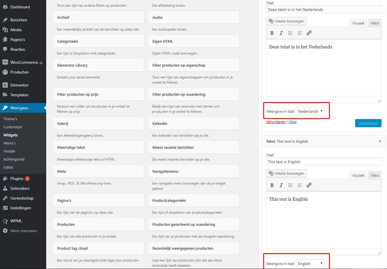 Widgets vertalen met WPML