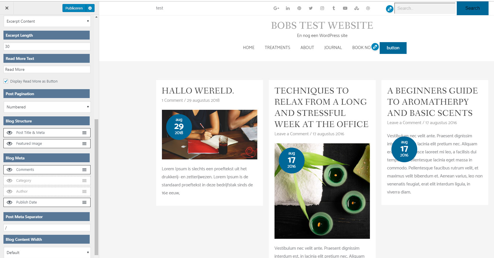 Zita blog instellingen